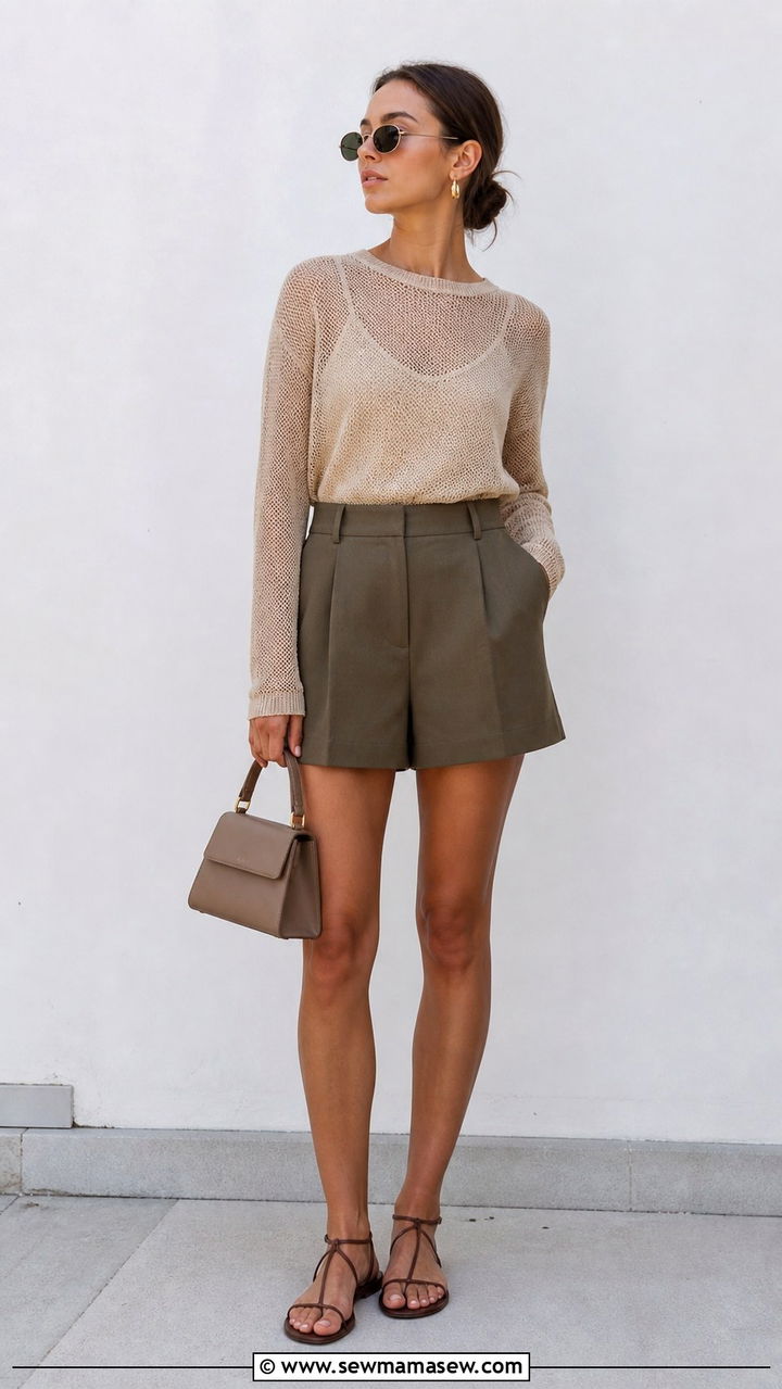 Mesh Top With Tailored Shorts - 40 summer street style outfits