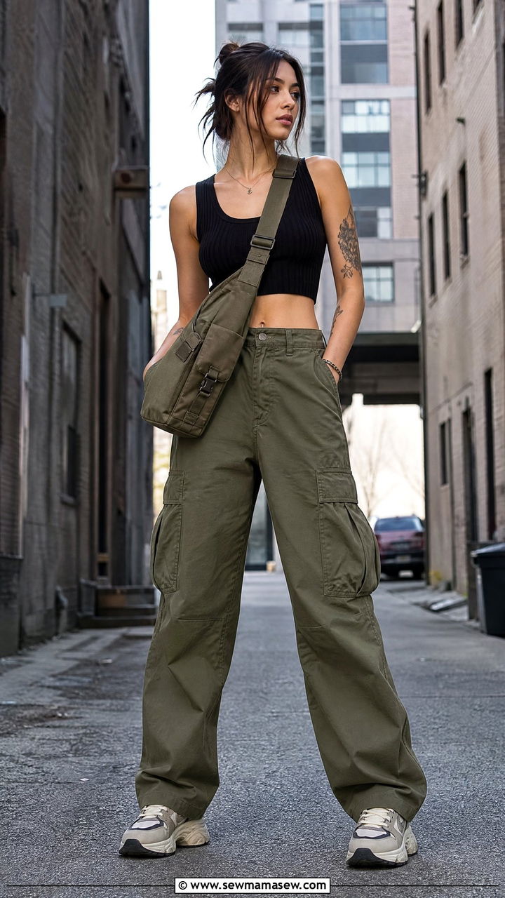 Messenger Bag With Cargo Pants And Crop Top - 30 Messenger bag outfit ideas