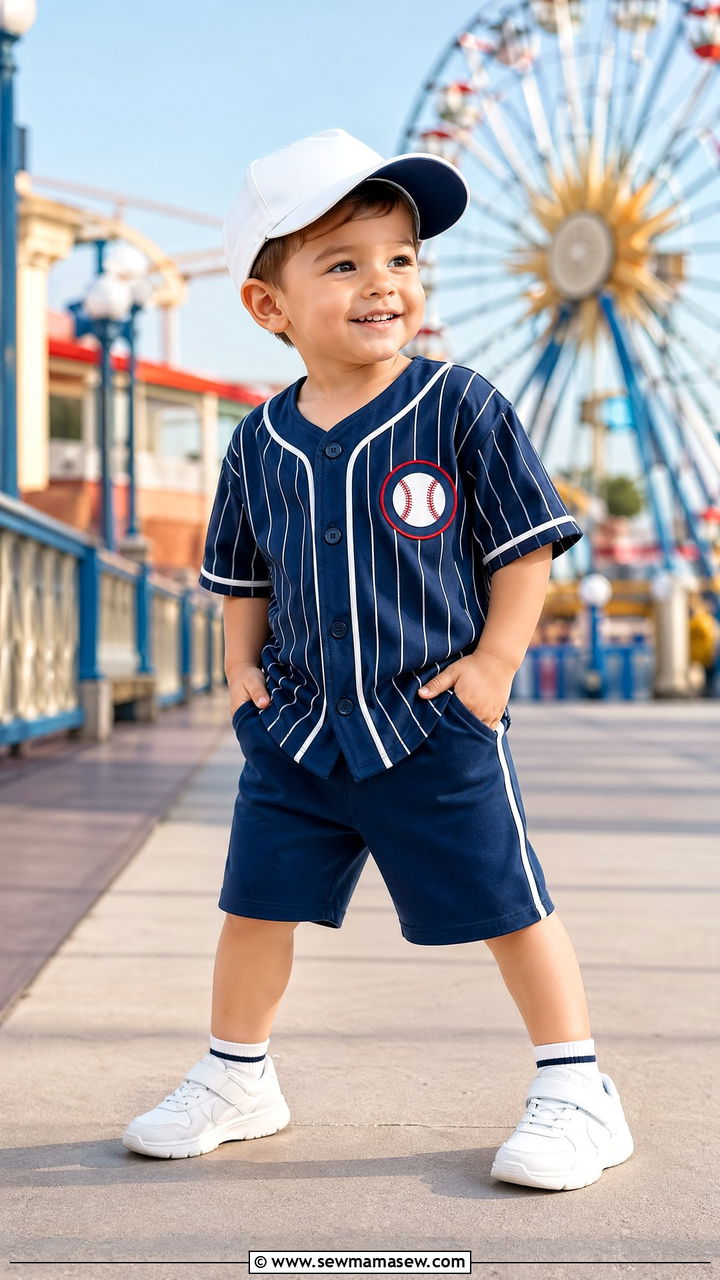 Mickey Baseball Themed Jersey and Cap Outfit - 35 Disney outfit ideas for toddlers