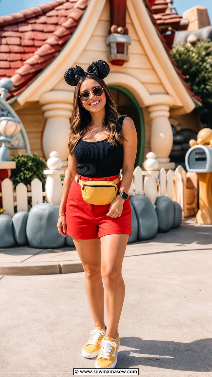 Mickey Color Block Red And Black Outfit - 30 Disneyland outfit ideas summer