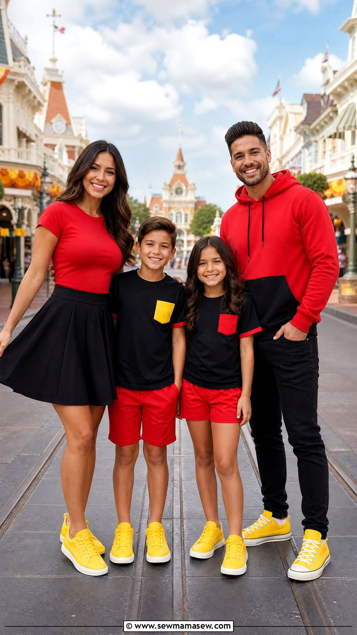Mickey Mouse Family Color Block Outfits - 35 Disney outfit ideas for family