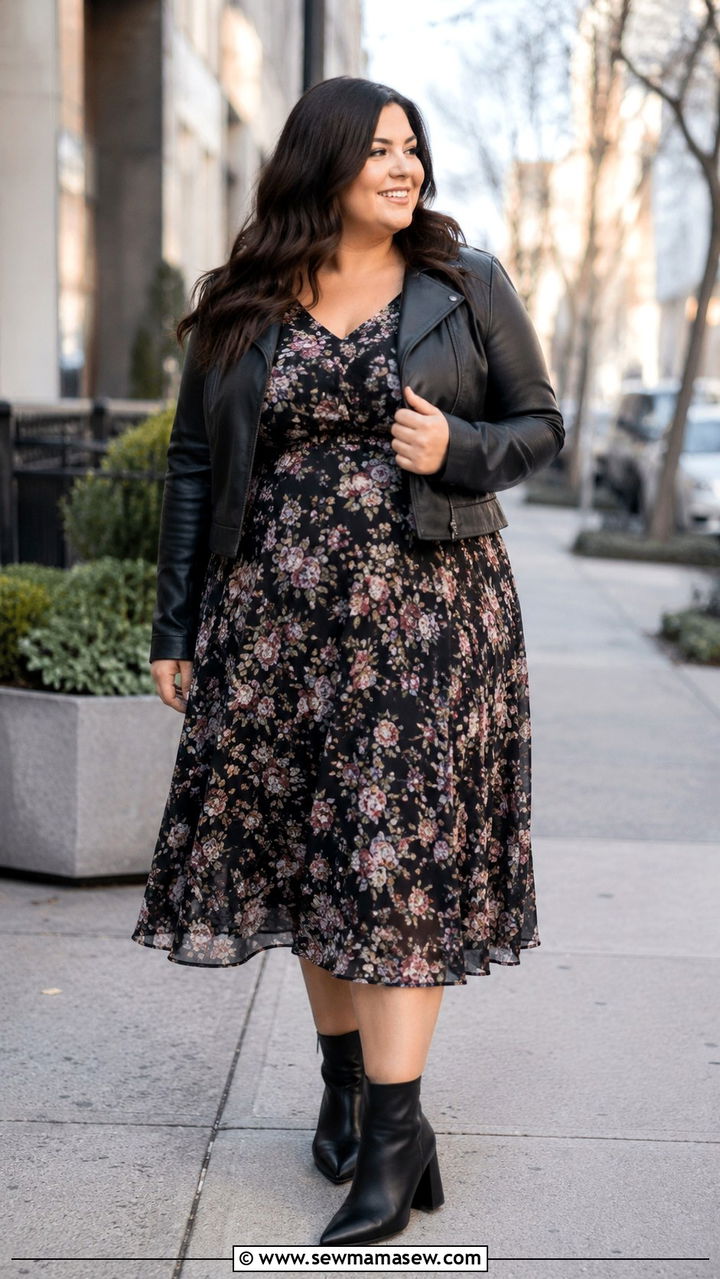 Midi Dress With Ankle Boots For Wide Calves - 25 Outfit ideas for thick calves
