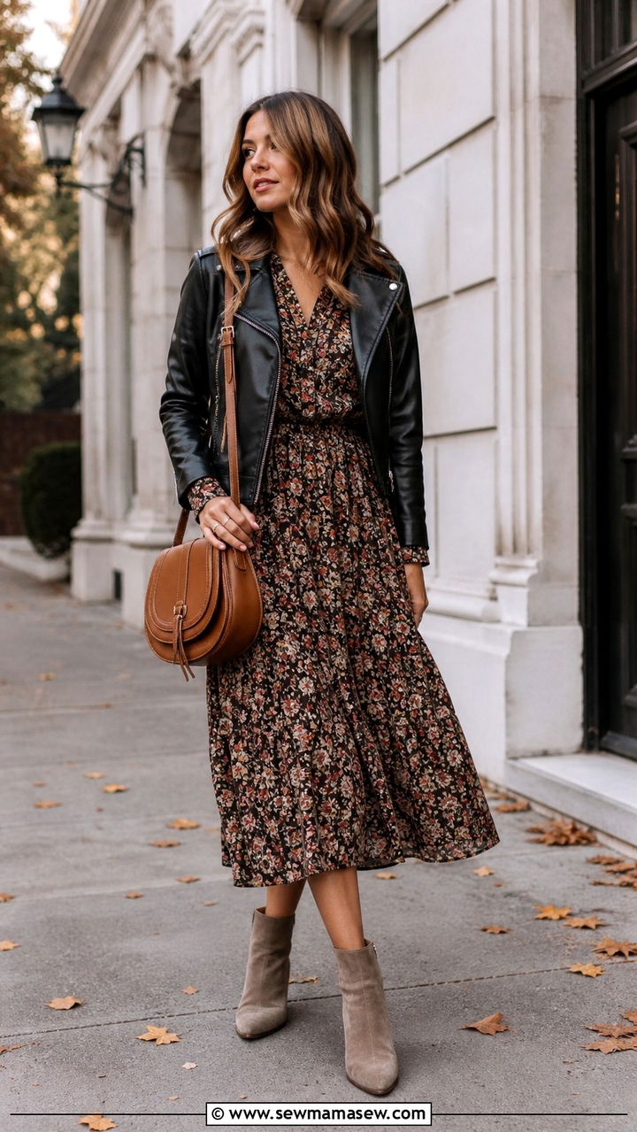 Midi Dress With Ankle Boots Outfit - 40 dress outfits
