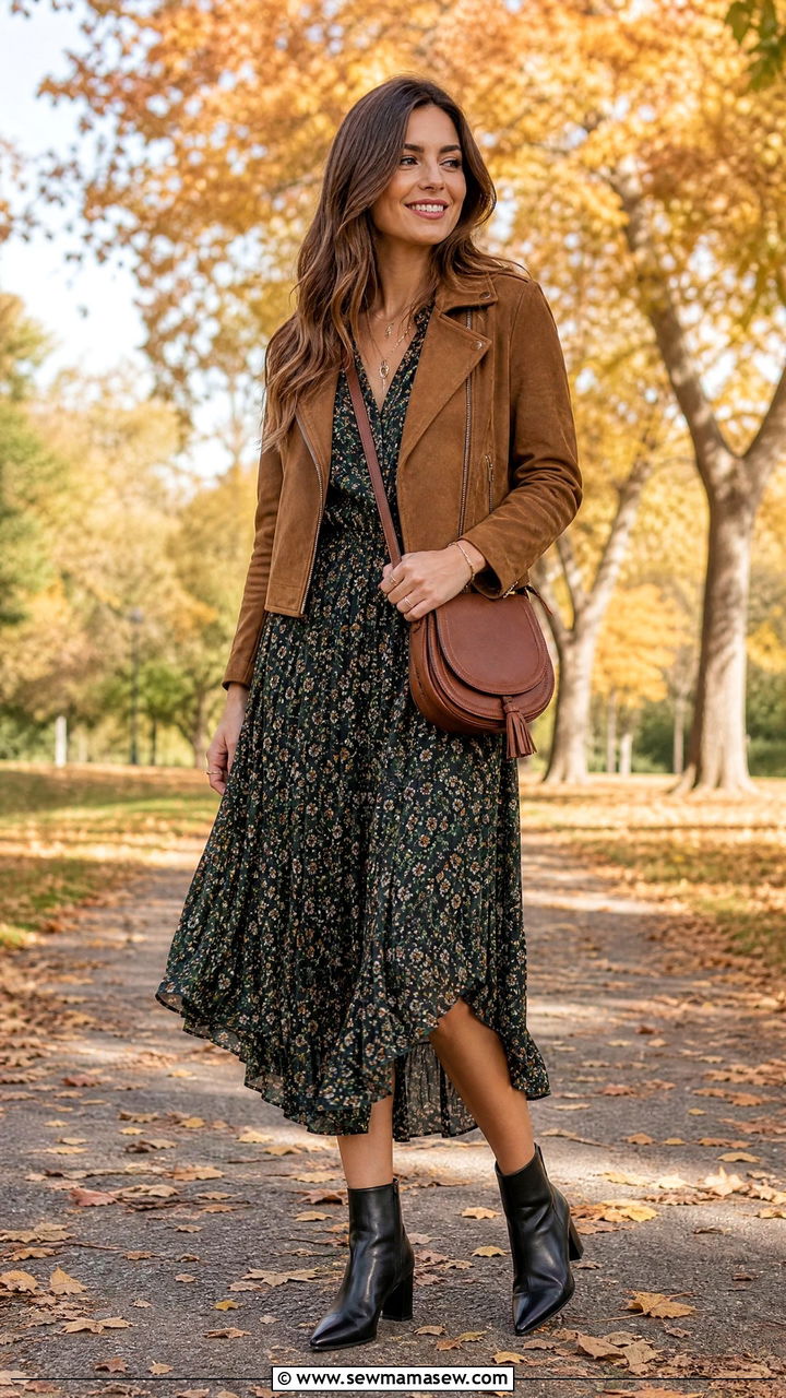 Midi Dress With Ankle Boots Outfit - 25 chic midi dress outfit ideas