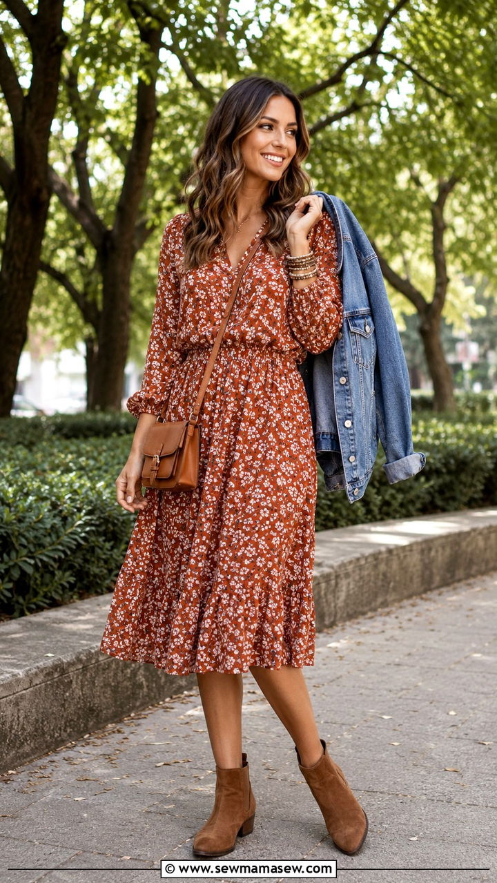Midi Dress With Ankle Boots Outfit - 30 Late August outfit ideas
