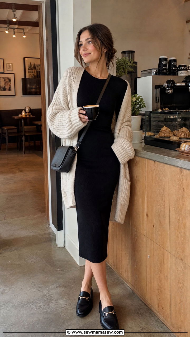 Midi Dress With Cardigan And Loafers - 35 How to style a midi dress