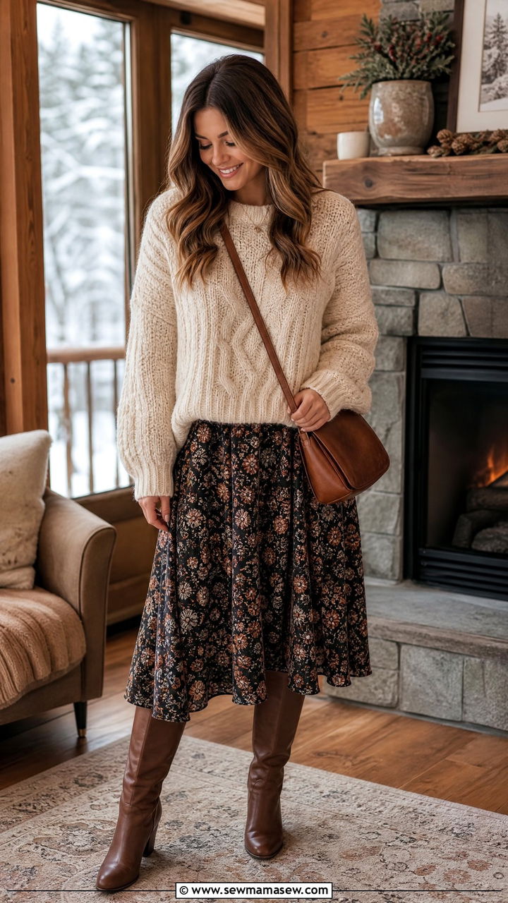 Midi Dress With Chunky Knit Sweater - 35 How to style a midi dress