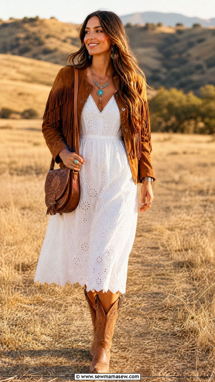 Midi Dress With Cowboy Boots Outfit - 35 how to style midi dress