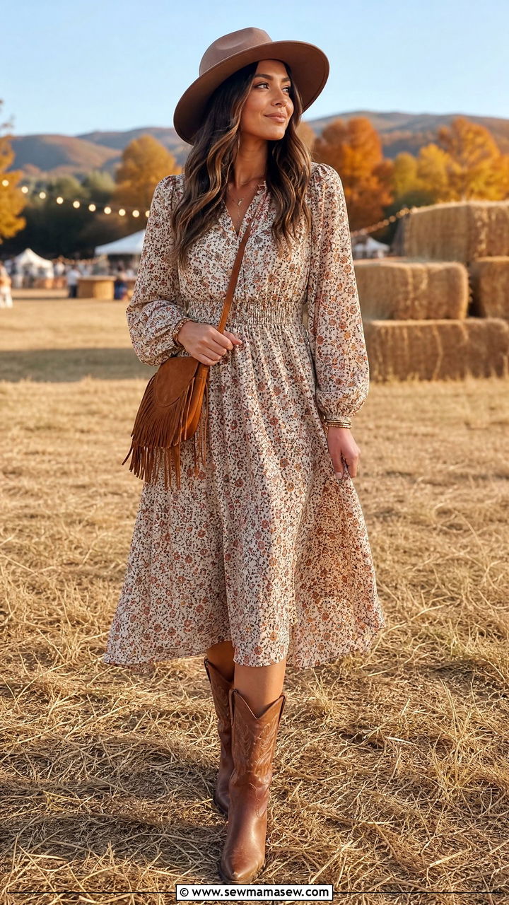 Midi Dress With Cowboy Boots - 35 How to style a midi dress