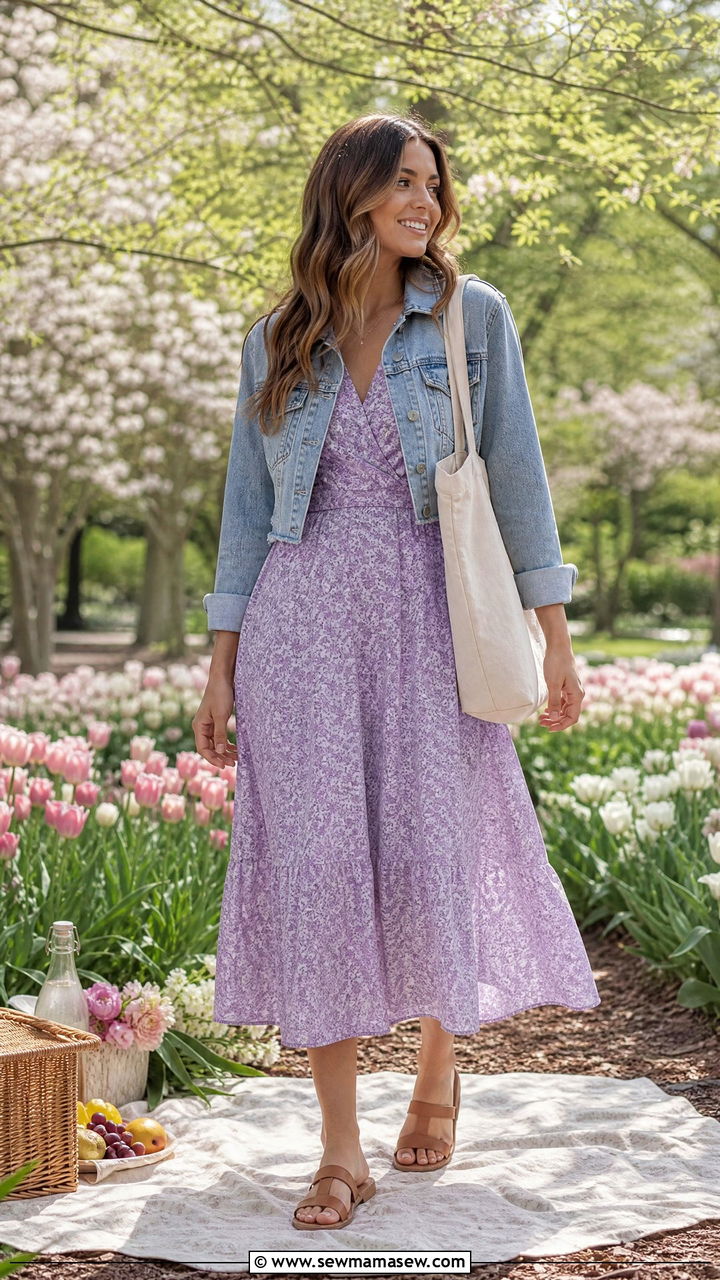 Midi Dress With Denim Jacket And Sandals - 35 How to style a midi dress