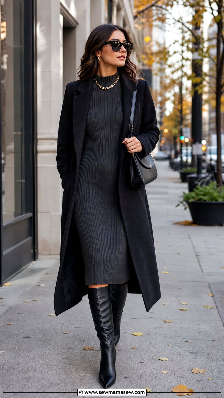 Midi Dress With Knee High Boots Outfit - 35 how to style midi dress