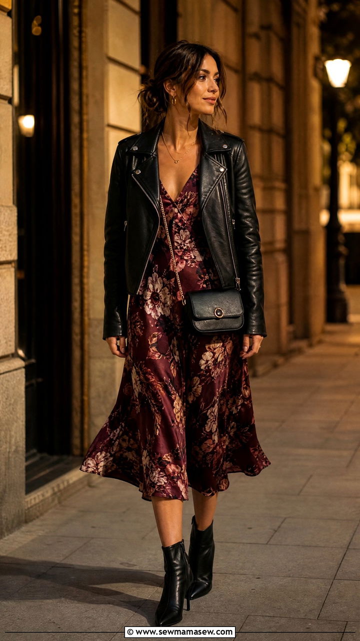 Midi Dress With Leather Jacket Outfit - 25 chic midi dress outfit ideas