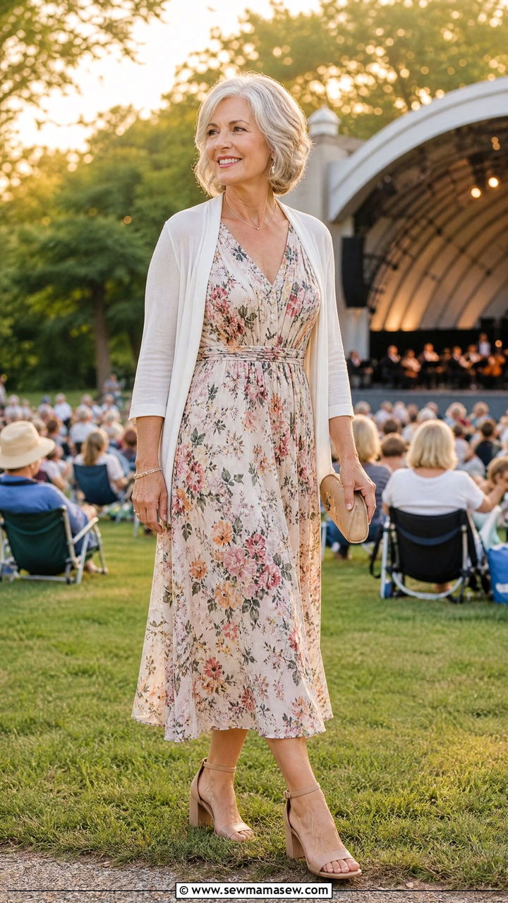 Midi Dress With Lightweight Cardigan For Women Over 60 - 30 Going out outfit ideas women over 60