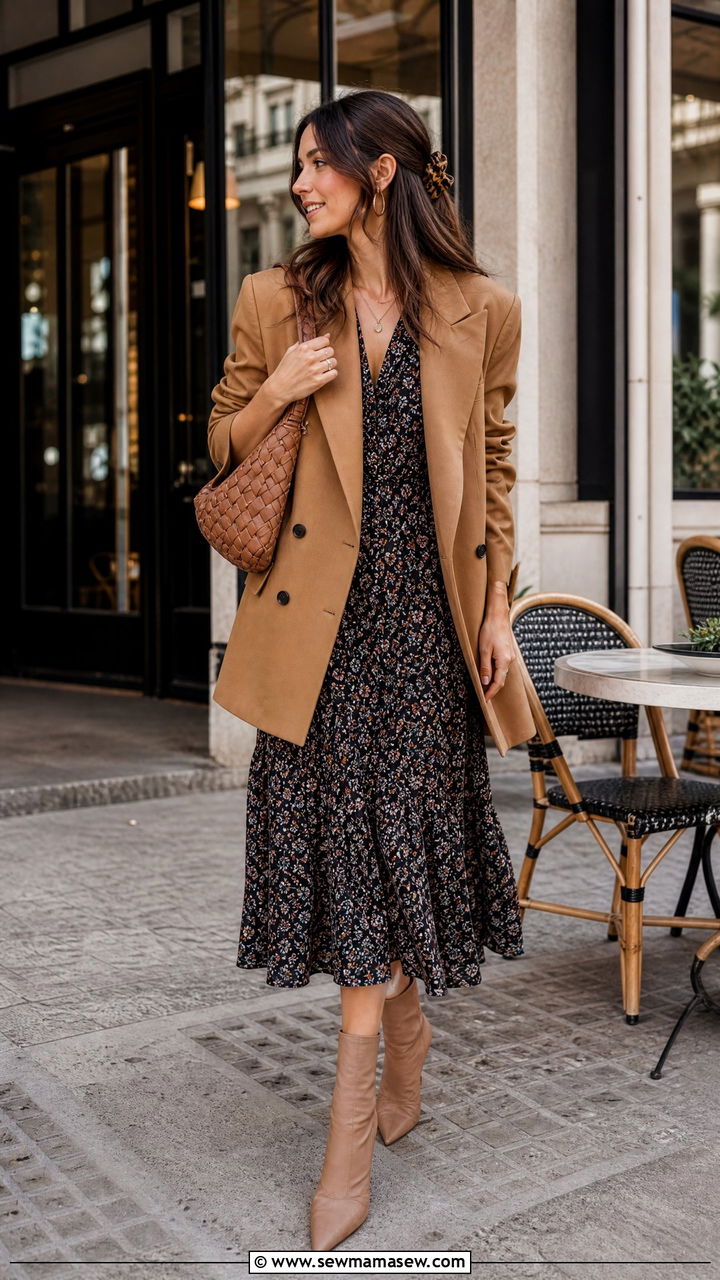 Midi Dress With Oversized Blazer Outfit - 35 how to style midi dress