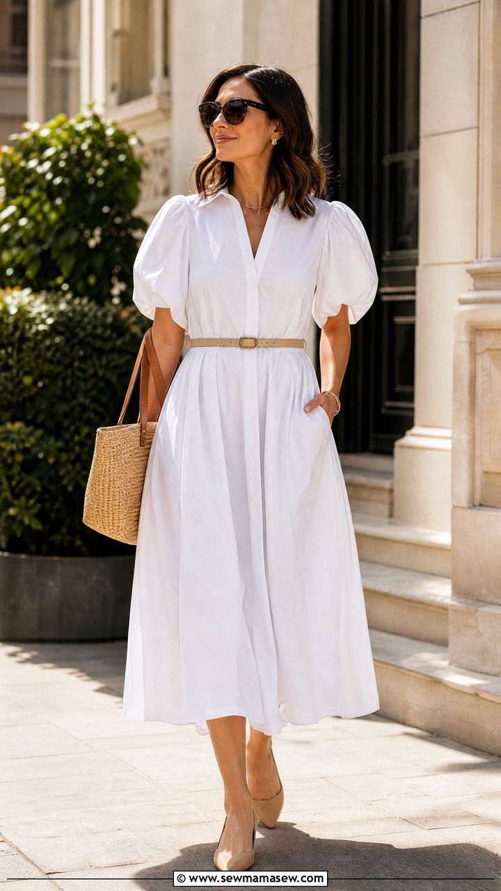 Midi Dress With Pointed Toe Flats Outfit - 35 how to style midi dress