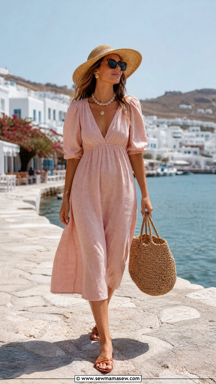 Midi Dress With Straw Hat Outfit - 35 how to style midi dress