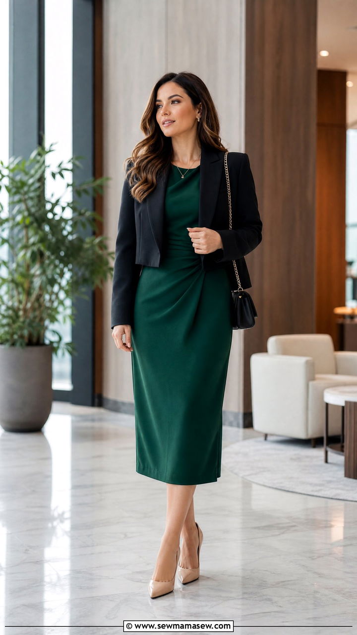 Midi Dress With Structured Blazer - 25 Sales meeting outfit ideas