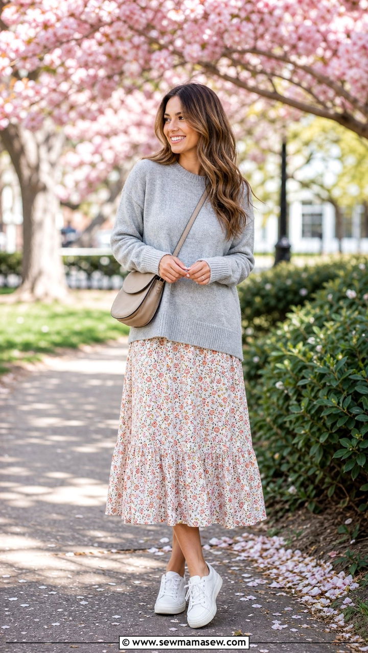 Midi Dress With Sweater Layered Spring - 25 Spring 10 piece capsule wardrobe