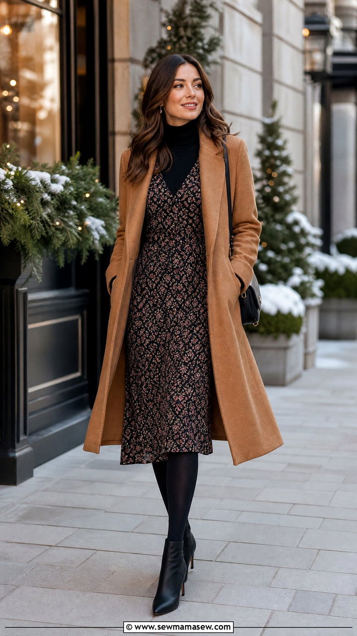 Midi Dress With Tights And Ankle Boots Outfit - 35 how to style midi dress