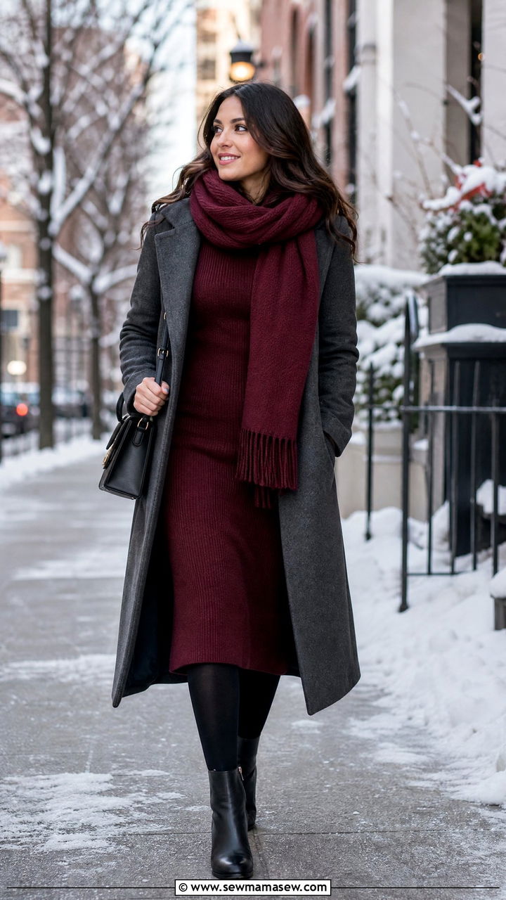 Midi Dress With Tights And Ankle Boots - 35 How to style a midi dress