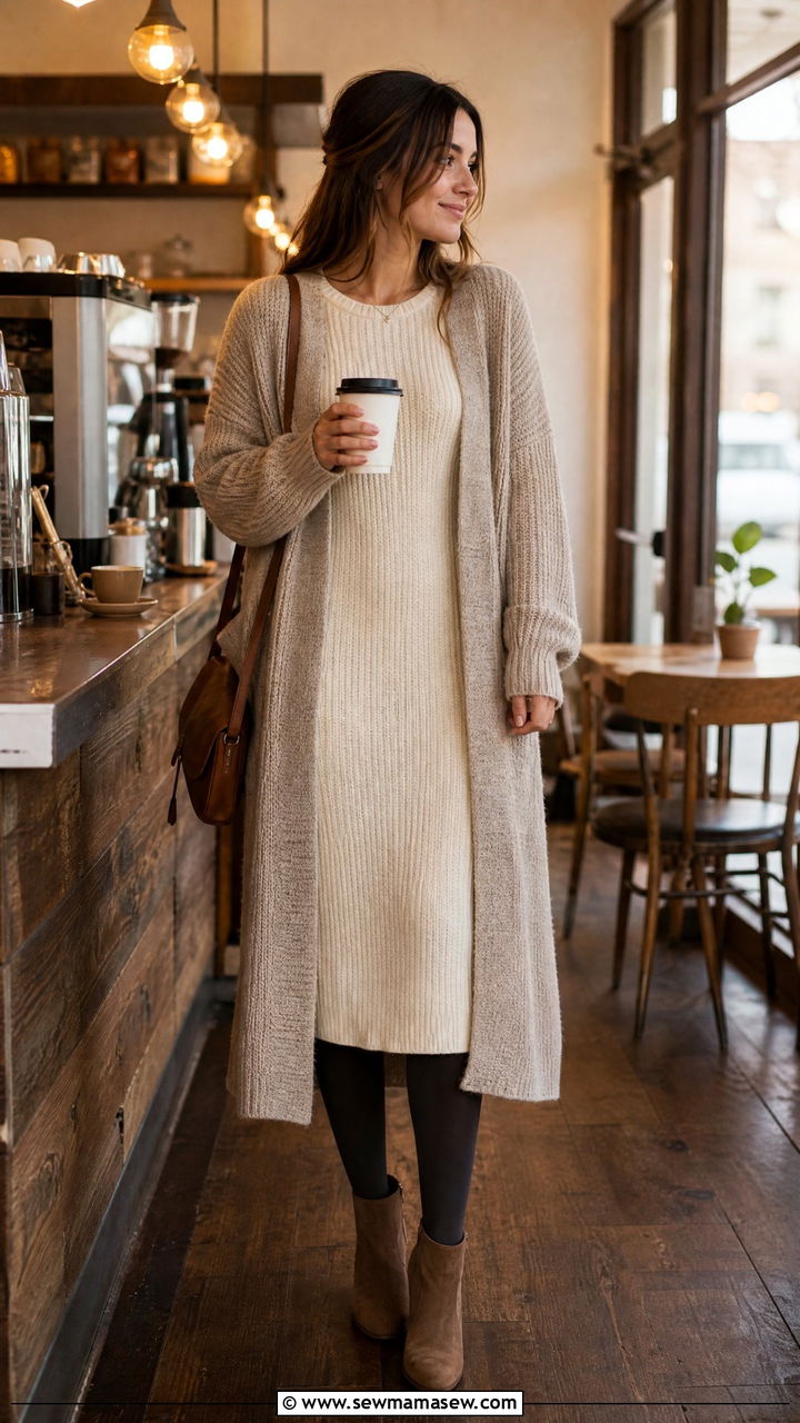 Midi Dress With Tights And Cardigan - 30 Midi dress outfit ideas with tights