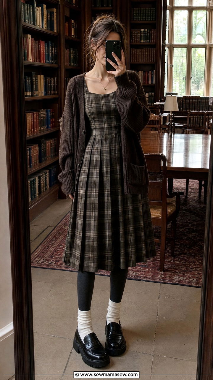 Midi Dress With Tights And Chunky Loafers - 30 Midi dress outfit ideas with tights