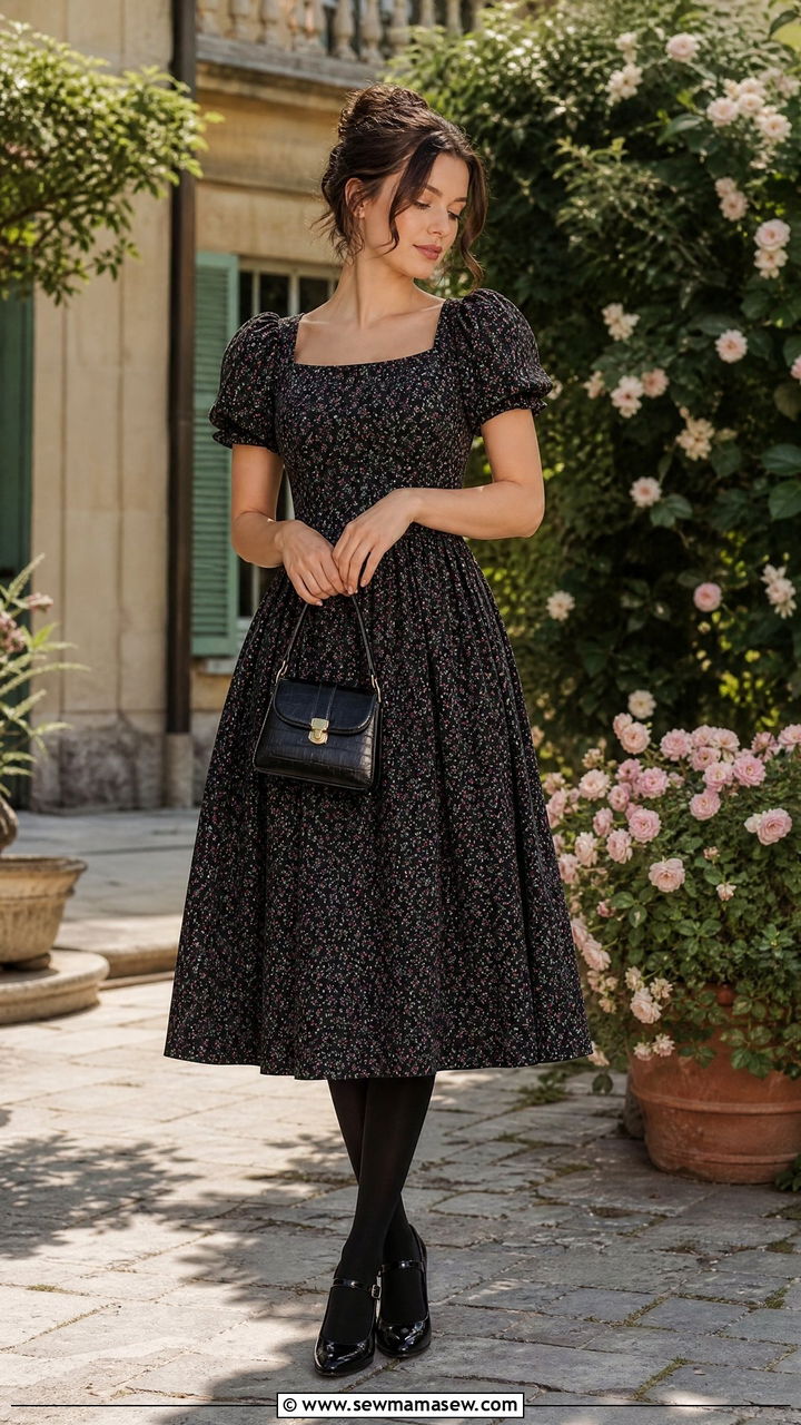 Midi Dress With Tights And Mary Janes - 30 Midi dress outfit ideas with tights