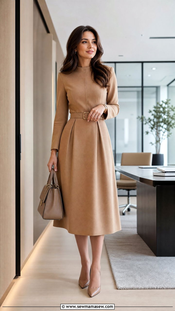Midi Dress With Tights And Pointed Toe Heels - 30 Midi dress outfit ideas with tights