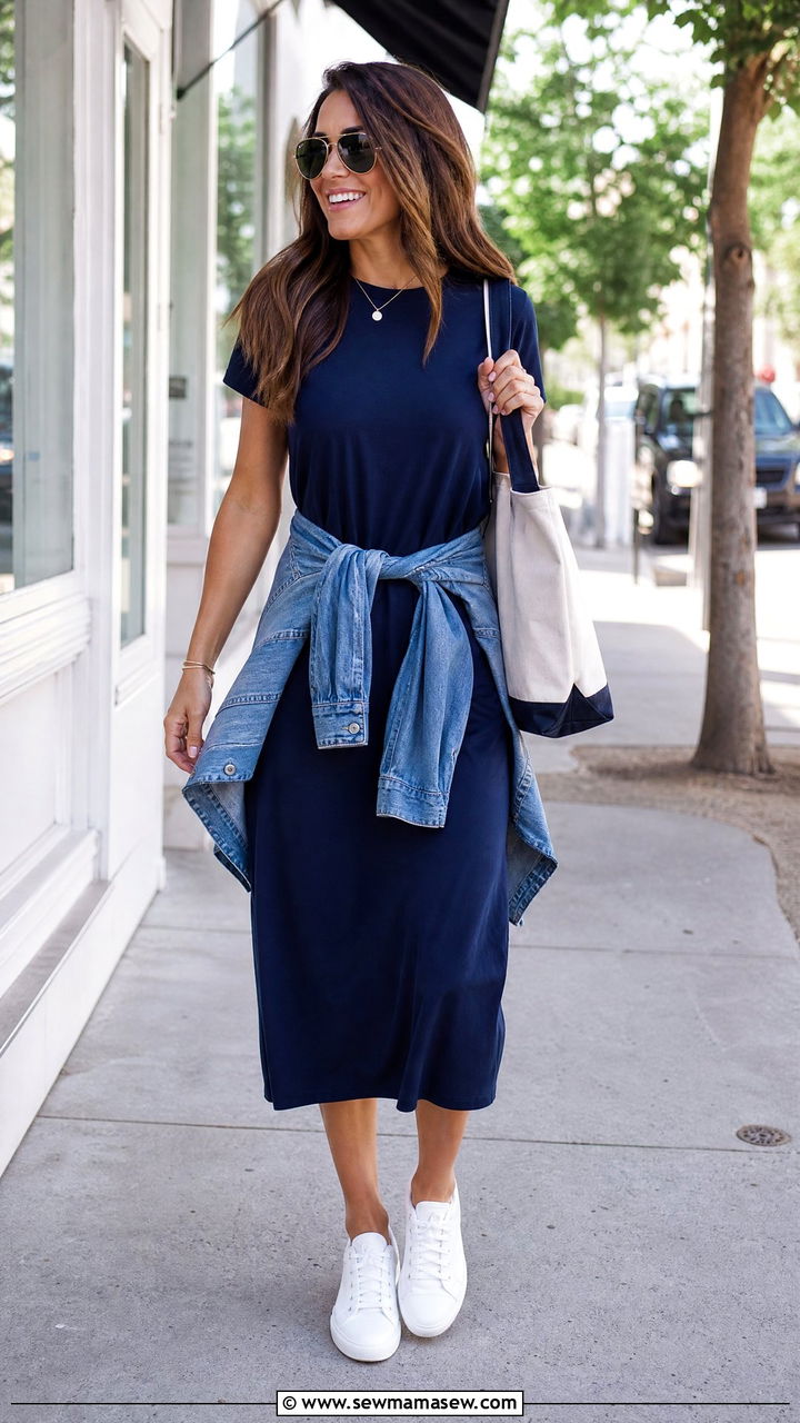 Midi Dress With White Sneakers - 35 How to style a midi dress