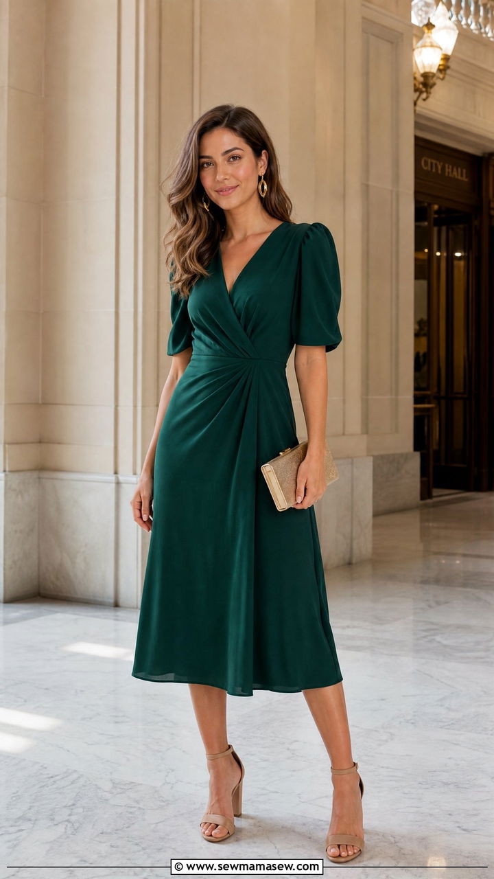 Midi Dress and Block Heels City Hall Wedding Guest - 25 City hall wedding guest outfits