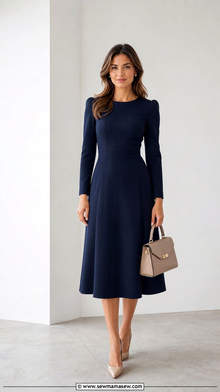 Midi Dress with Pointed Pumps Outfit - 25 how to style dress outfits