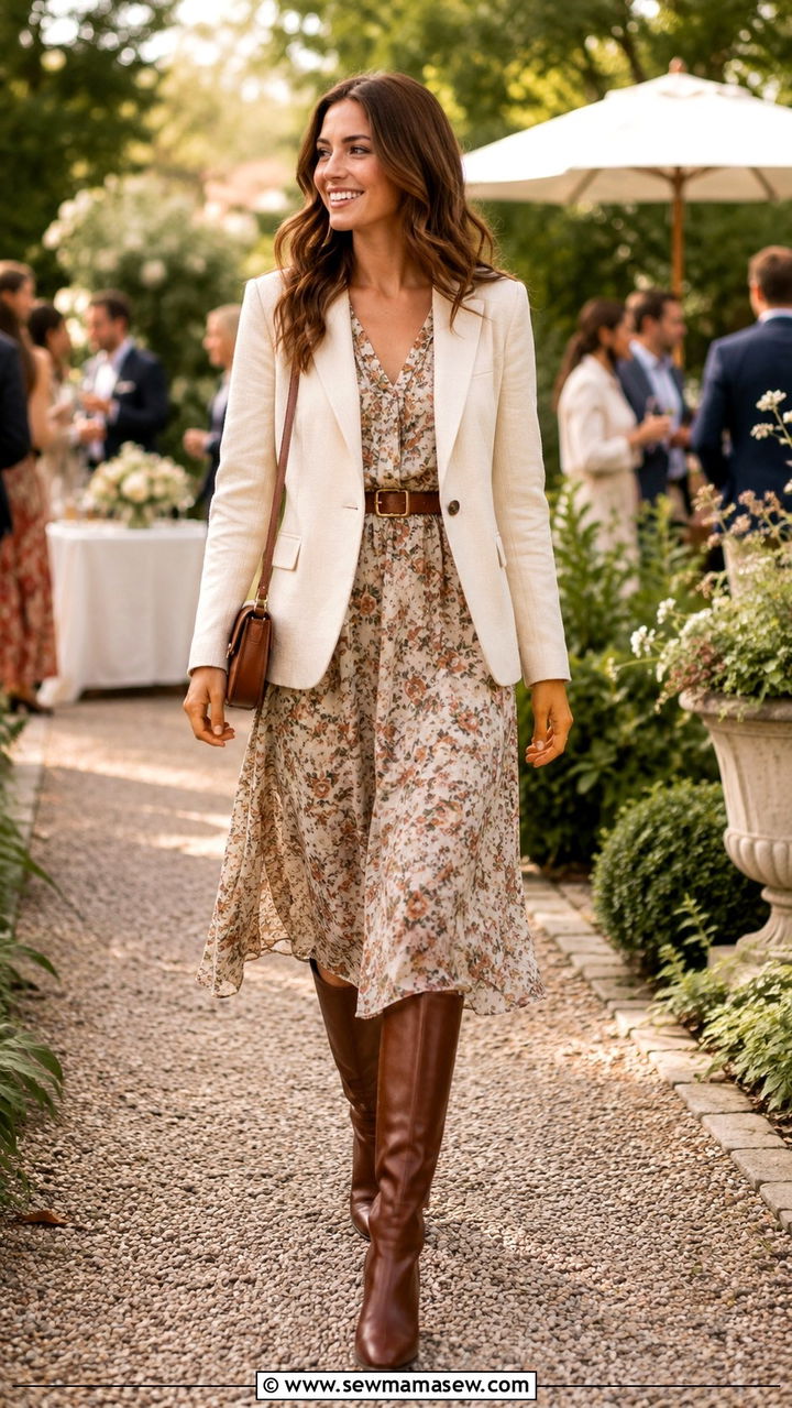 Midi Dress with Riding Boots Outfit - 25 Old money outfit ideas with riding boots