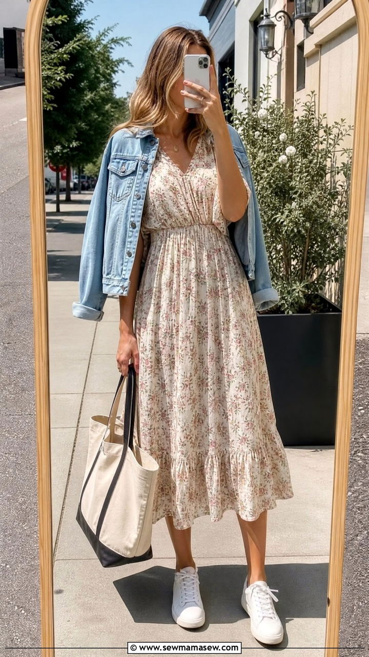 Midi Dress with Sneakers Outfit - 25 how to style dress outfits