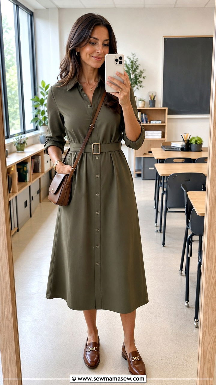 Midi Shirt Dress With Loafers - 20 Principal outfit ideas