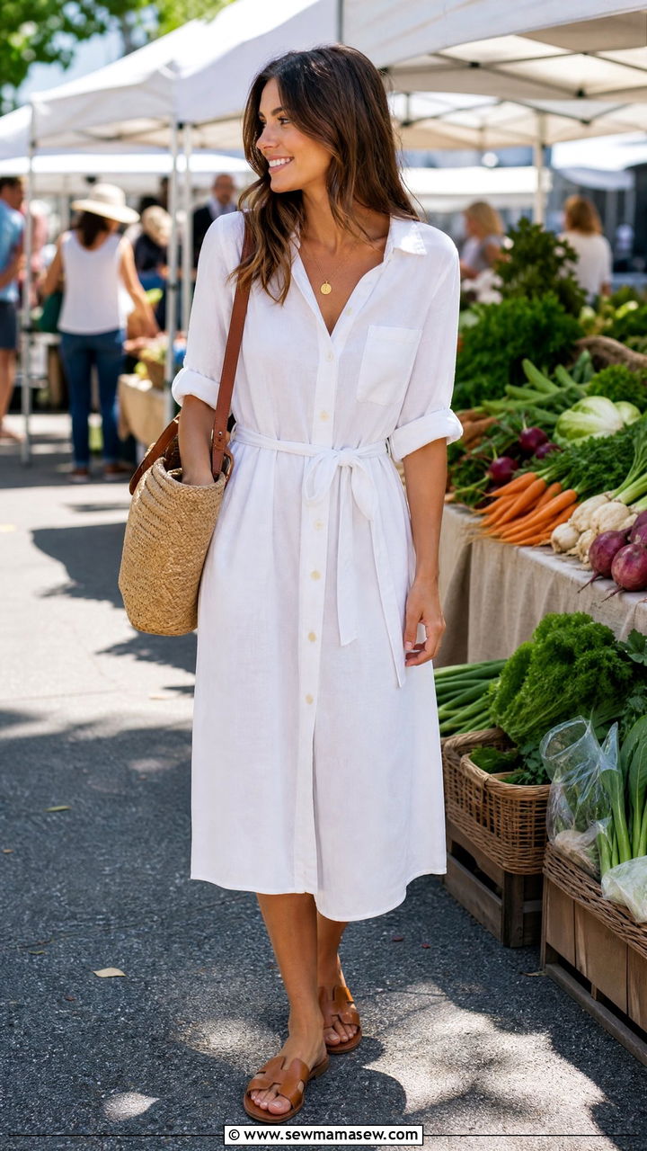 Midi Shirt Dress With Sandals - 35 How to style a midi dress