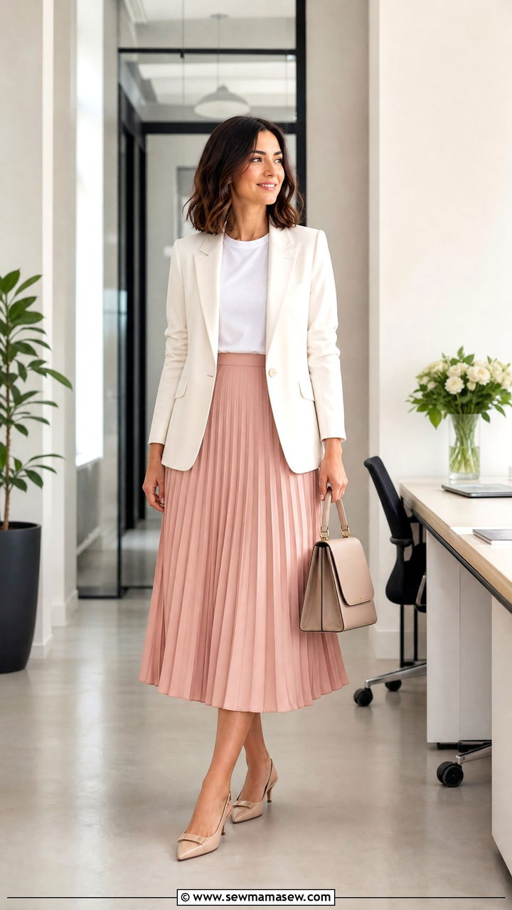 Midi Skirt And Blazer Outfit For Women In Their 30s Office - 25 How to dress in your 30s