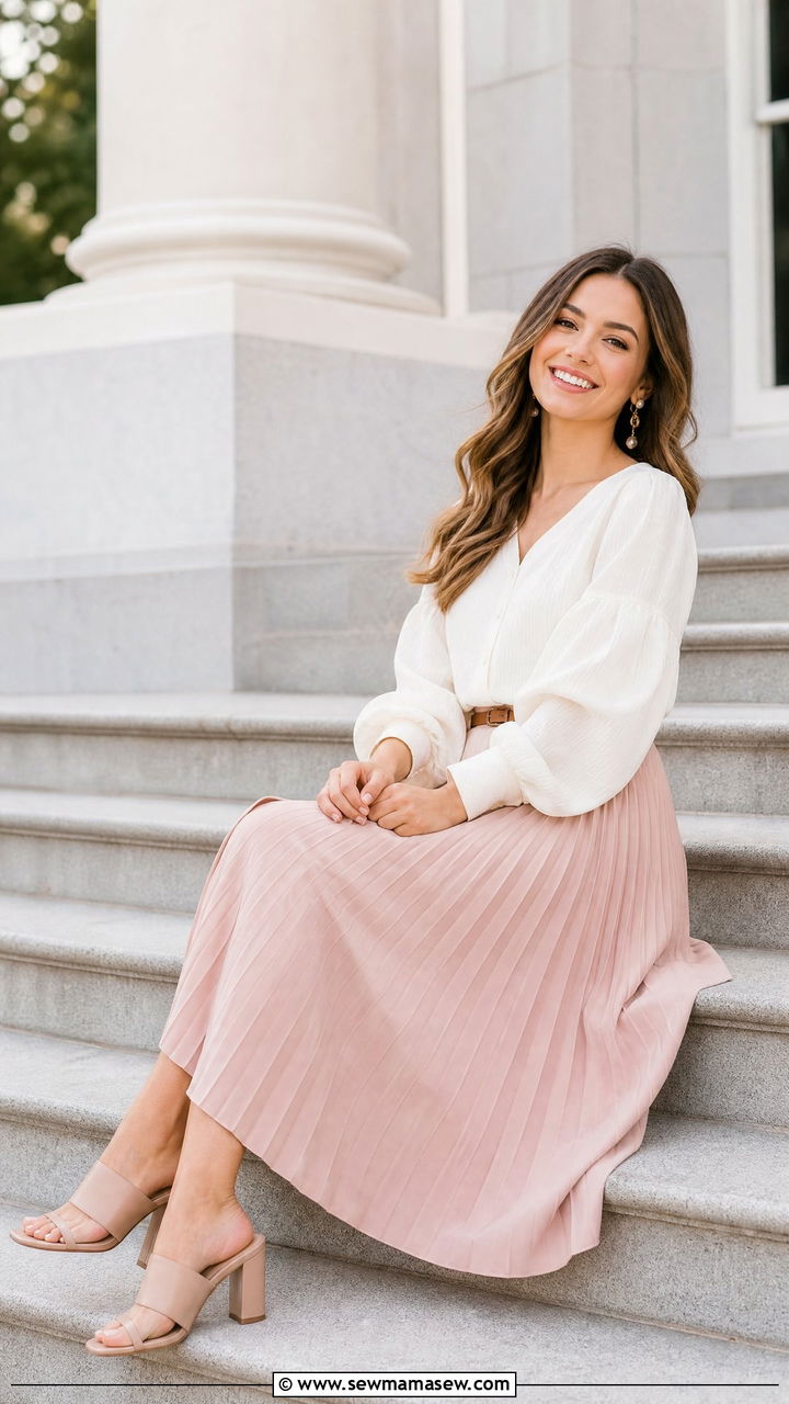 Midi Skirt And Blouse Graduation Outfit - 25 Graduation photoshoot outfit ideas