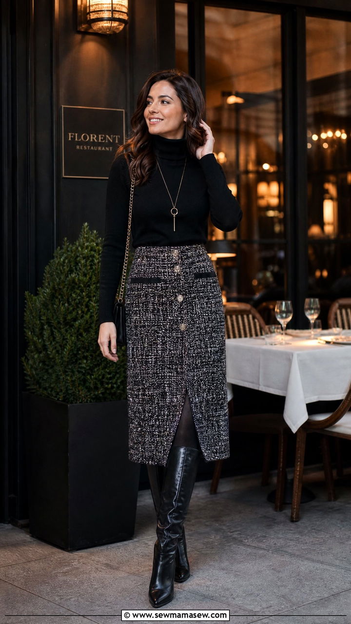 Midi Skirt And Turtleneck Outfit - 35 how to style midi skirt