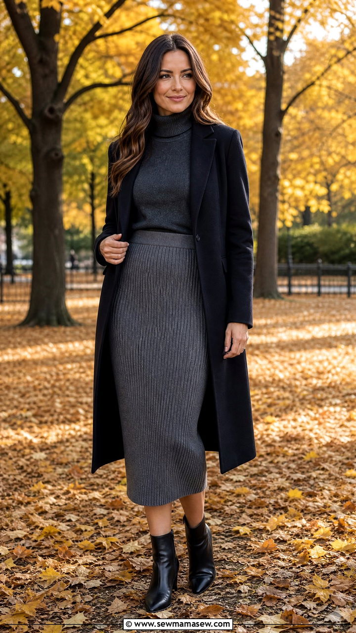 Midi Skirt With Ankle Boots Outfit - 35 how to style midi skirt