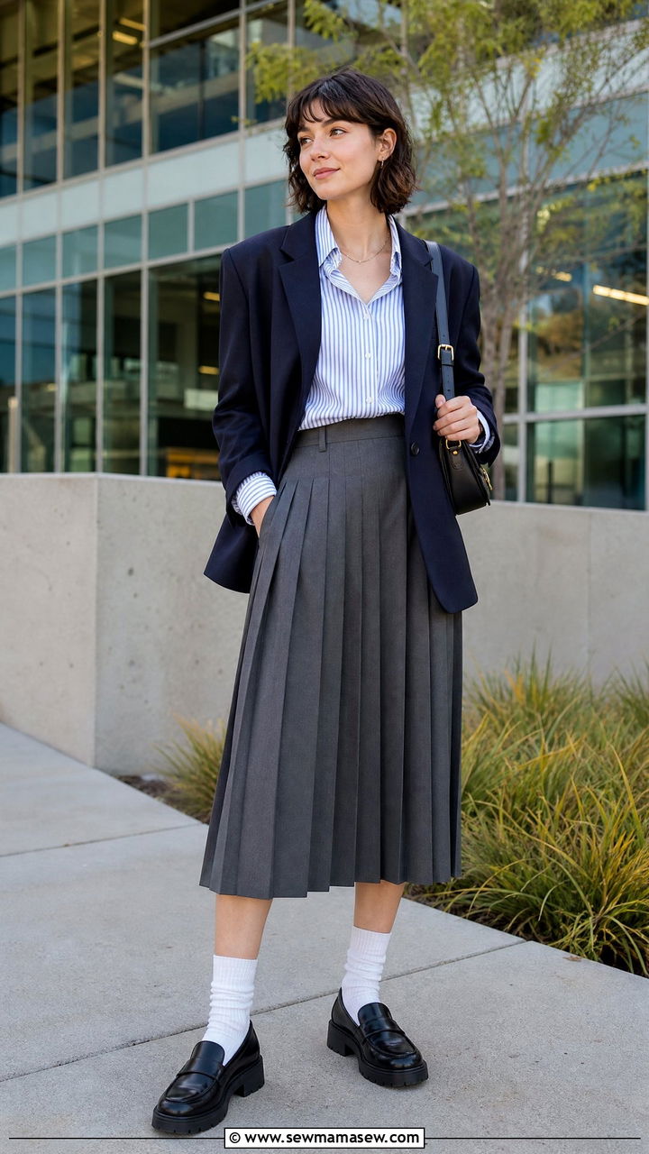 Midi Skirt With Loafers Outfit - 35 how to style midi skirt