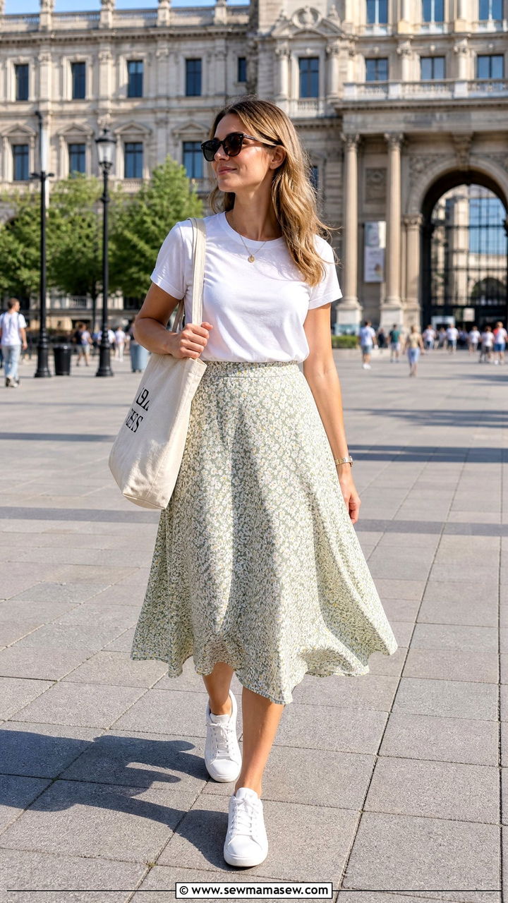 Midi Skirt With Sneakers Outfit - 35 how to style midi skirt