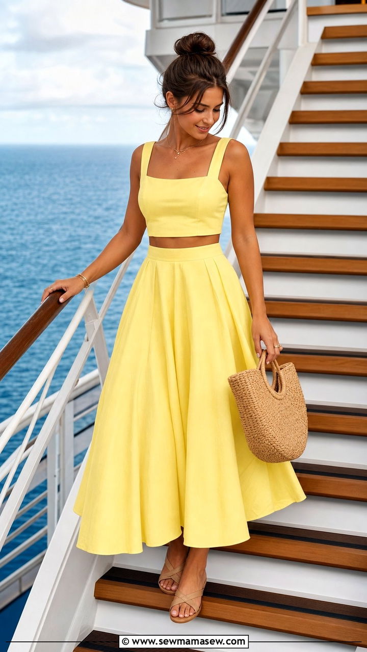 Midi Skirt with Matching Crop Top for Photo Ready Moments - 25 Cruise outfit ideas 2026