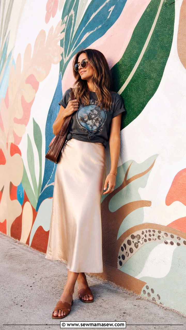 Midi Slip Skirt With Graphic Tee For Maui - 40 What to wear in Maui