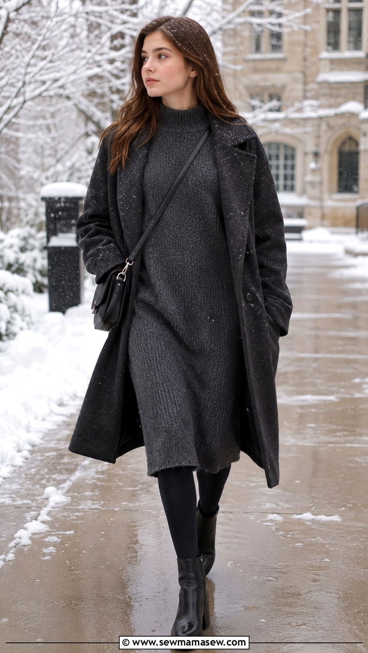 Midi Sweater Dress With Ankle Boots Outfit - 30 Modest outfit ideas for teens