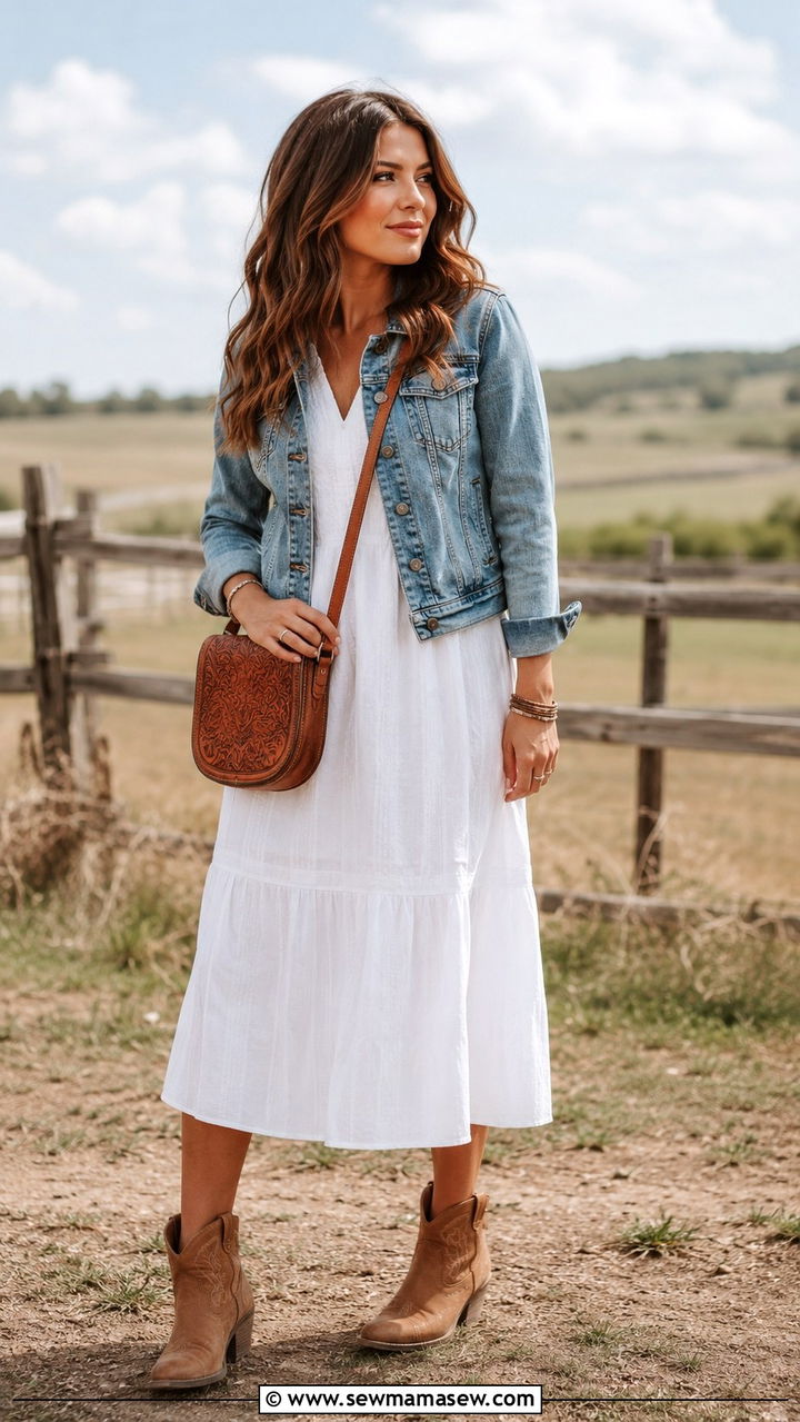 Midi dress with cowboy ankle boots - 25 Midi dress with ankle boots outfit ideas