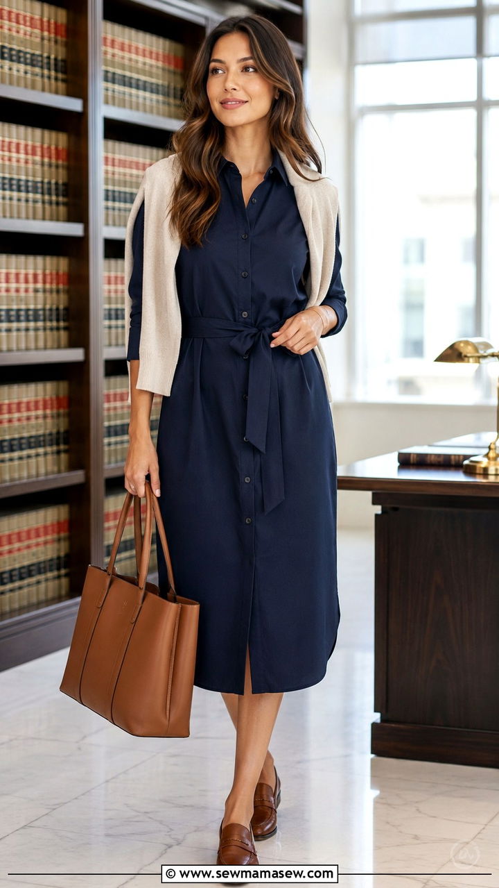 Midi shirt dress with belt paralegal outfit - 25 Paralegal outfit ideas for women