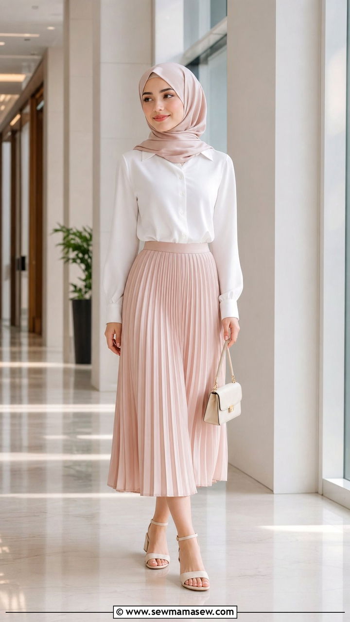 Midi skirt and button down shirt hijab - 25 summer outfits for hijab women