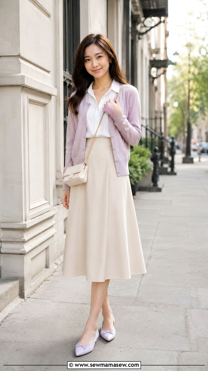 Midi skirt and cardigan outfit petite - 30 Modest outfit ideas petite