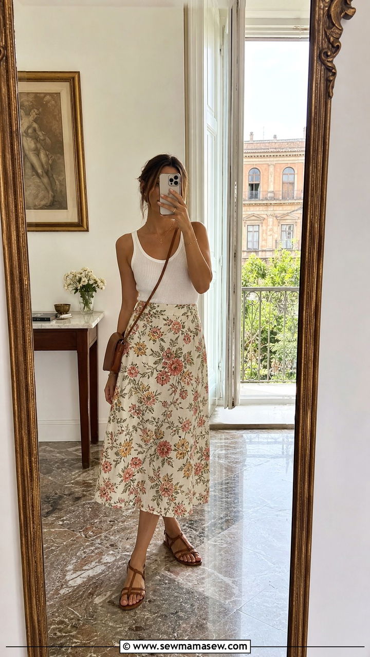 Midi skirt and simple tank top Rome - 40 What to wear in Rome