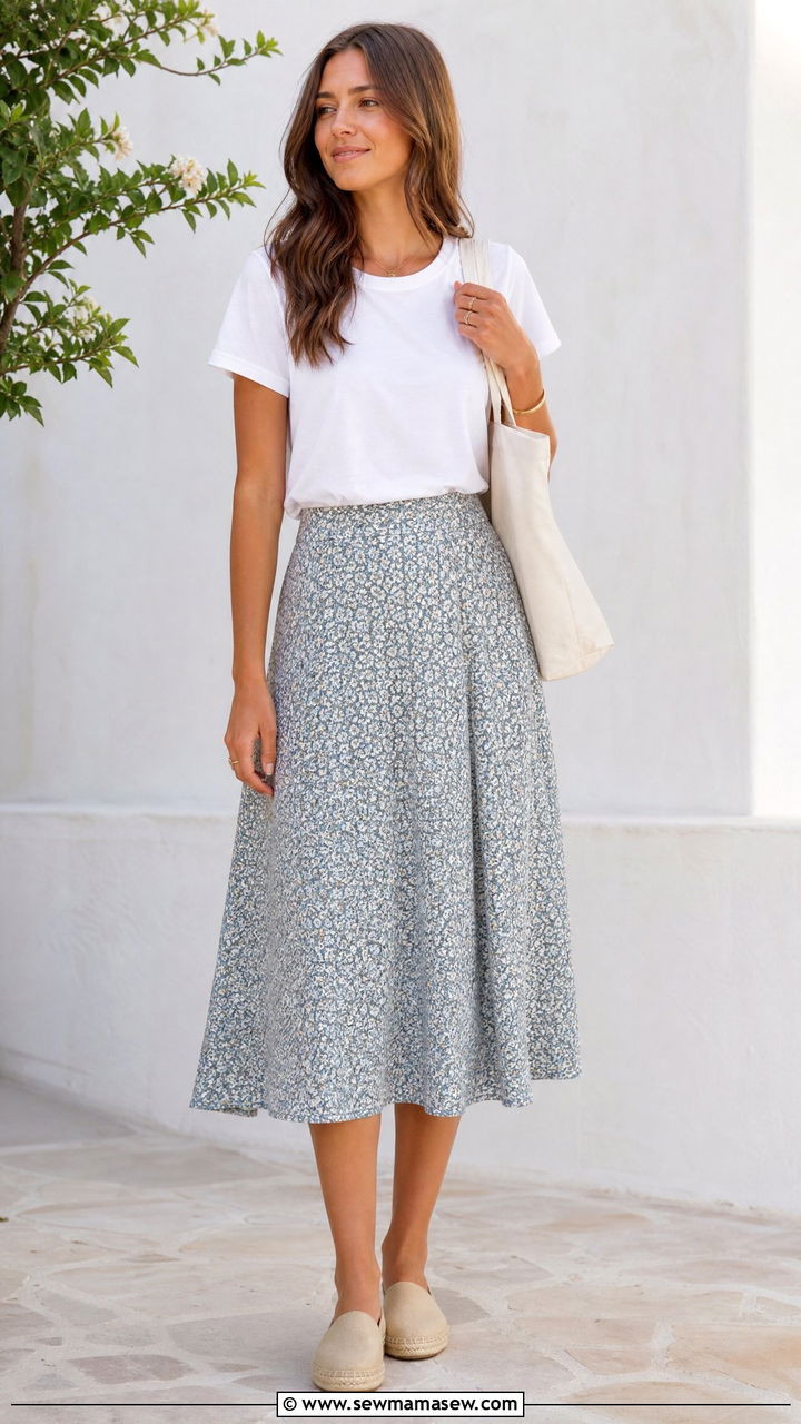 Midi skirt with espadrilles - 30 Summer outfits with espadrilles
